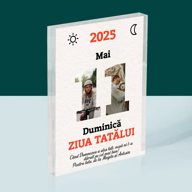 Cuvânt Din Fotografii: Felicitare Calendar Ziua Tatălui - Bloc Acrilic