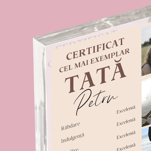 Colaj De Fotografii: Certificat De Tată Exemplar - Bloc Acrilic