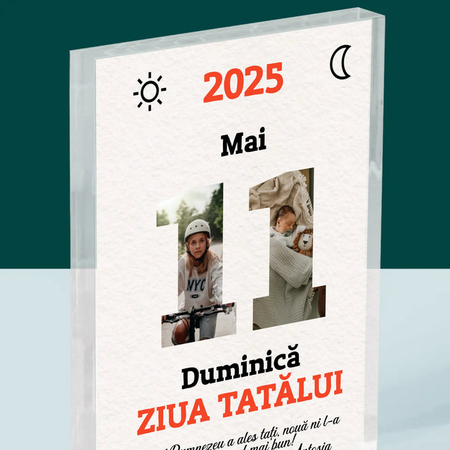 Cuvânt Din Fotografii: Felicitare Calendar Ziua Tatălui - Bloc Acrilic