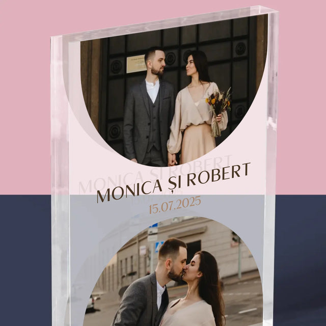 Colaj De Fotografii: Data Nunții - Bloc Acrilic