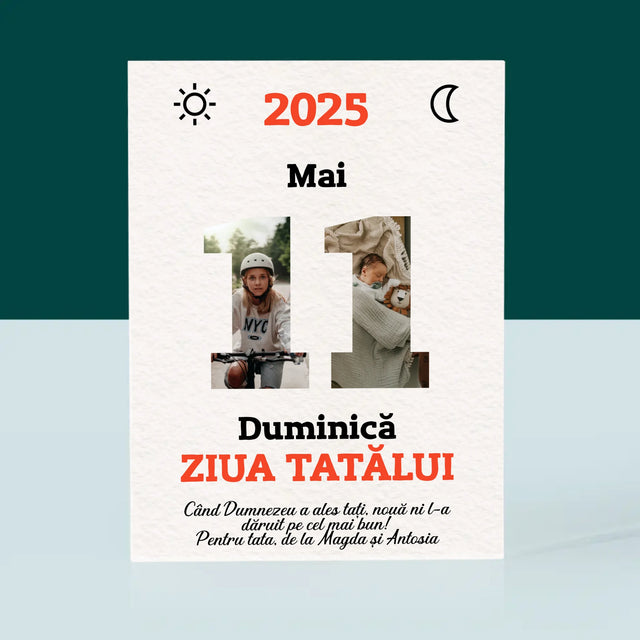 Cuvânt Din Fotografii: Felicitare Calendar Ziua Tatălui - Bloc Acrilic