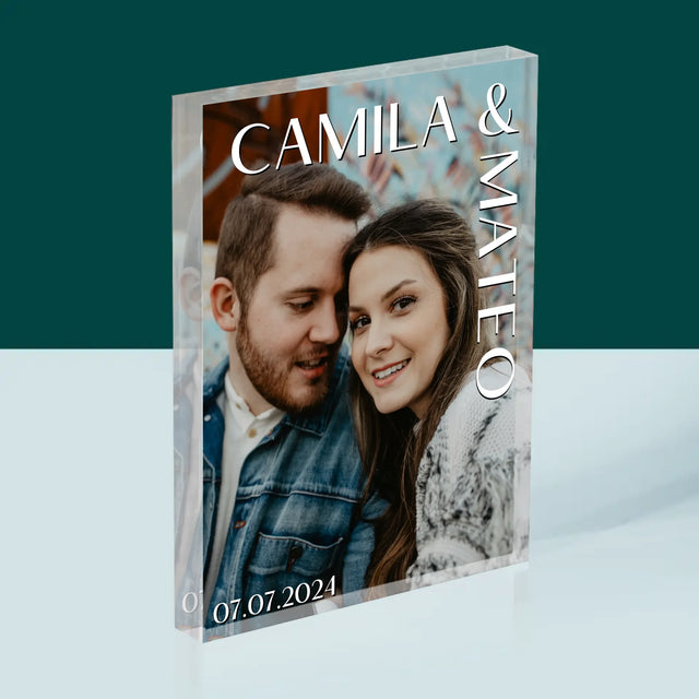 Fotografie Si Semnătură: Nume Nuntă - Bloc Acrilic