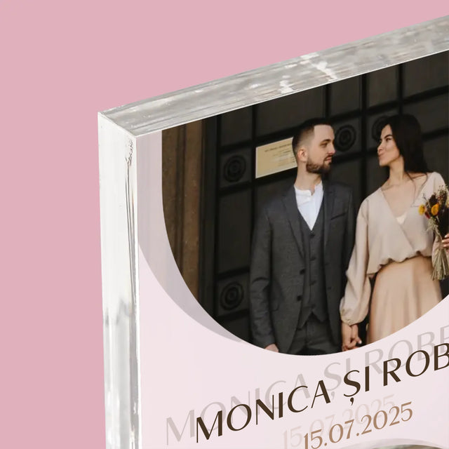 Colaj De Fotografii: Data Nunții - Bloc Acrilic