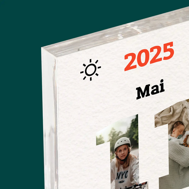 Cuvânt Din Fotografii: Felicitare Calendar Ziua Tatălui - Bloc Acrilic