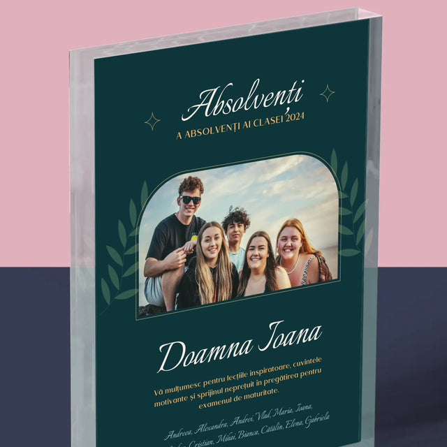 Monogramă: Profesor Vă Mulțumesc - Bloc Acrilic