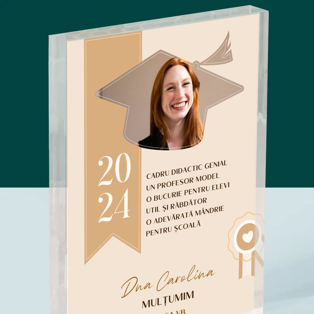 Fotografie Si Semnătură: Diplomă De Recunoștință Pentru Învățătoare - Bloc Acrilic