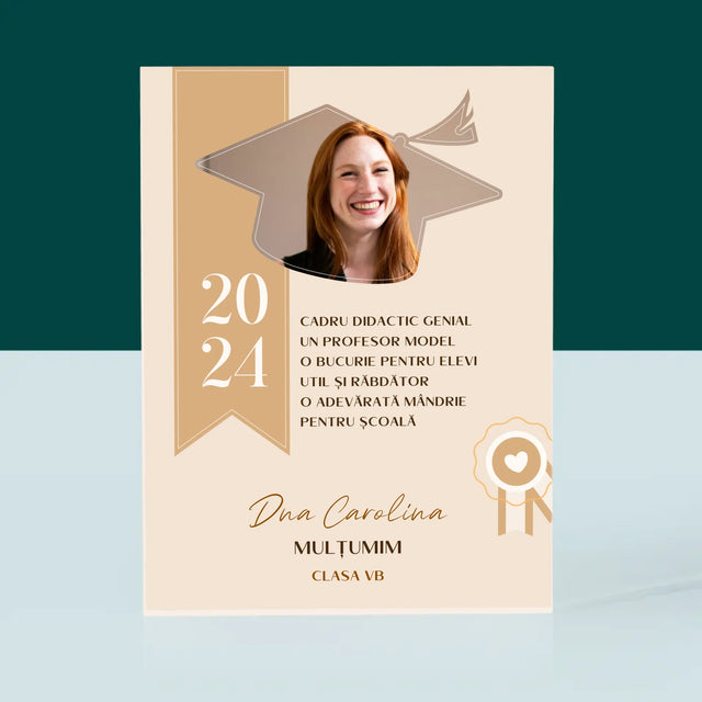 Fotografie Si Semnătură: Diplomă De Recunoștință Pentru Învățătoare - Bloc Acrilic