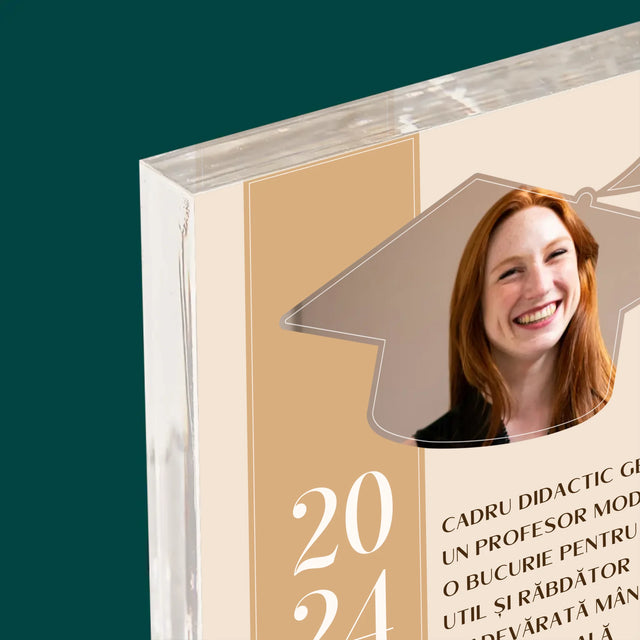 Fotografie Si Semnătură: Diplomă De Recunoștință Pentru Învățătoare - Bloc Acrilic