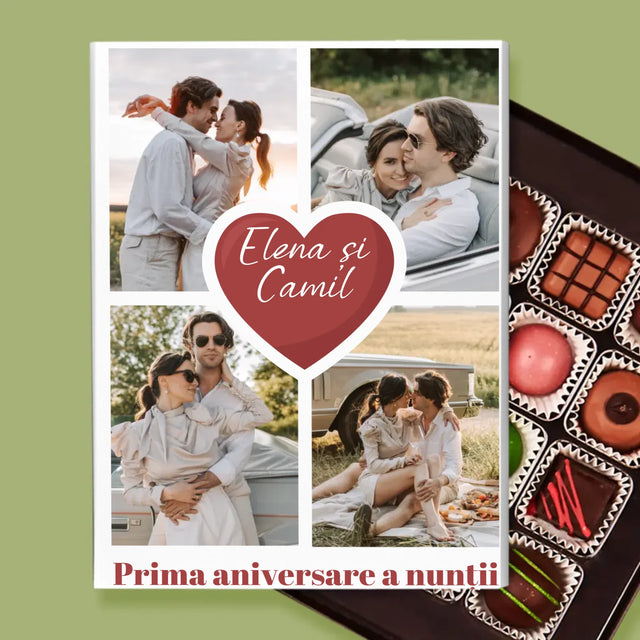 Colaj De Fotografii: Prima Aniversare A Nunții – Inimă - Praline