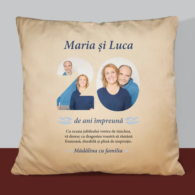 Cuvânt Din Fotografii: 20 De Ani Împreună - Pernă (Cu Fotografie)