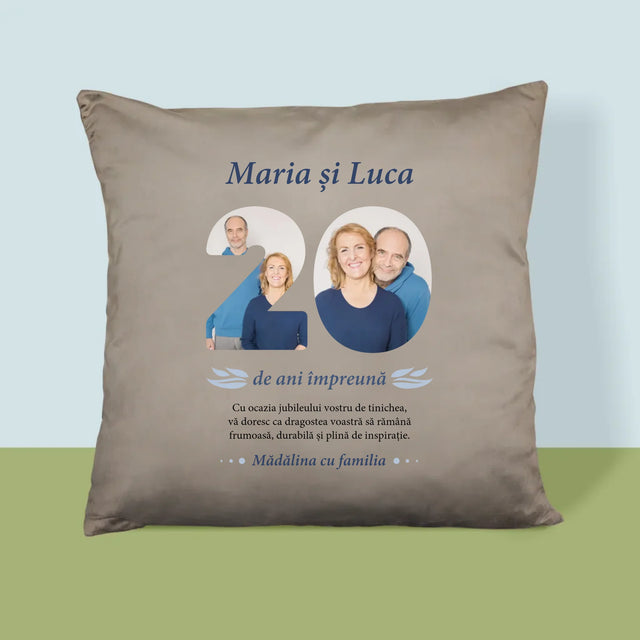 Cuvânt Din Fotografii: 20 De Ani Împreună - Pernă (Cu Fotografie)
