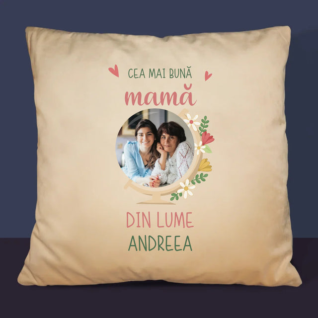Fotografie Si Semnătură: Cea Mai Bună Mamă Lumea - Pernă (Cu Fotografie)