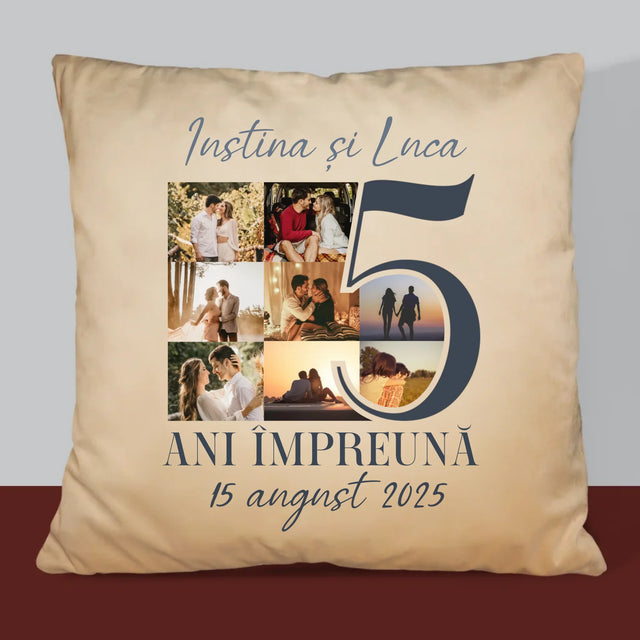 Colaj De Fotografii: 5 Ani Împreună - Pernă (Cu Fotografie)