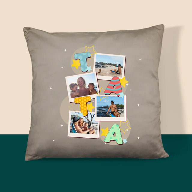 Colaj De Fotografii: Litere Tată - Pernă (Cu Fotografie)