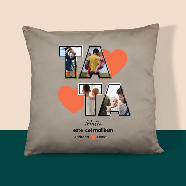 Colaj De Fotografii: Tata Este Cel Mai Bun - Pernă (Cu Fotografie)