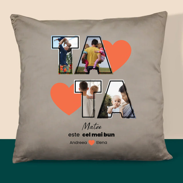 Colaj De Fotografii: Tata Este Cel Mai Bun - Pernă (Cu Fotografie)