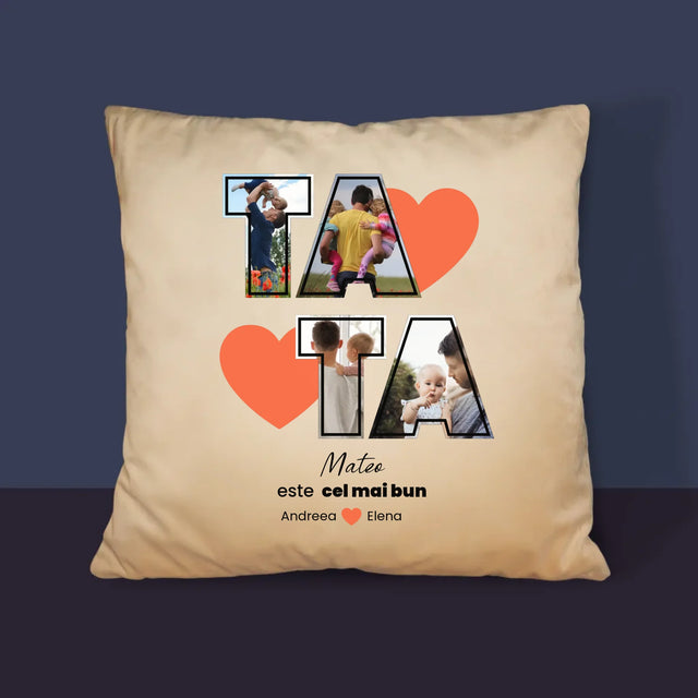 Colaj De Fotografii: Tata Este Cel Mai Bun - Pernă (Cu Fotografie)