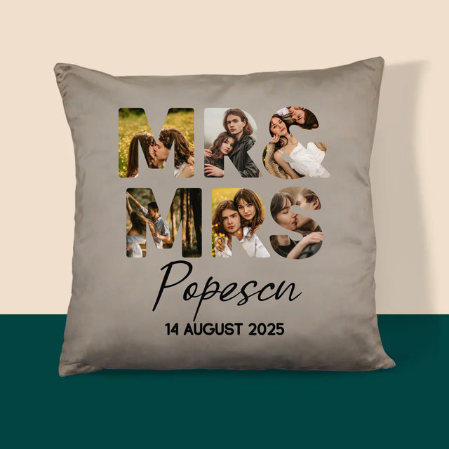 Cuvânt Din Fotografii: Mr&Mrs - Pernă (Cu Fotografie)