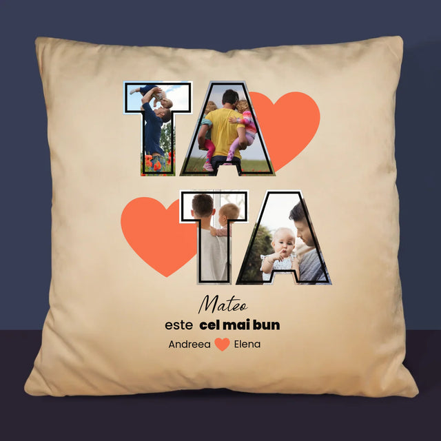 Colaj De Fotografii: Tata Este Cel Mai Bun - Pernă (Cu Fotografie)