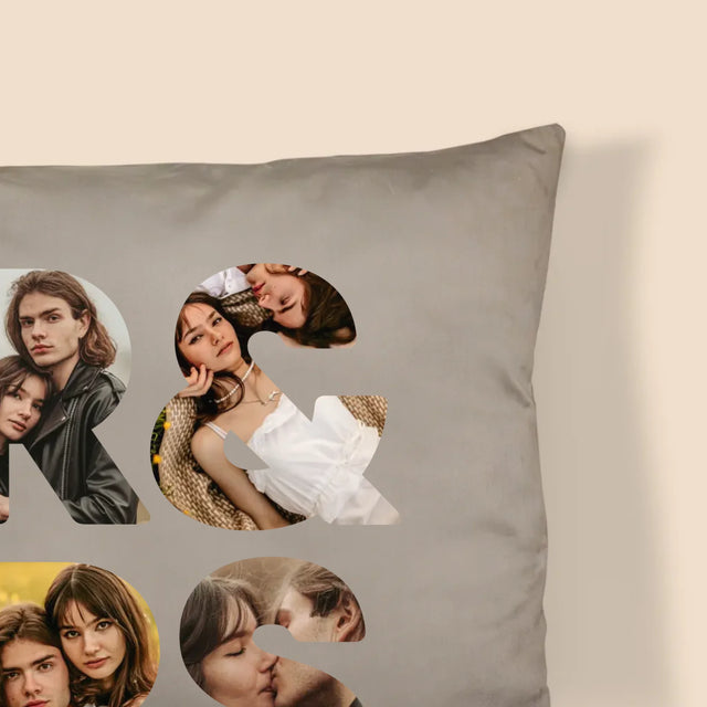 Cuvânt Din Fotografii: Mr&Mrs - Pernă (Cu Fotografie)