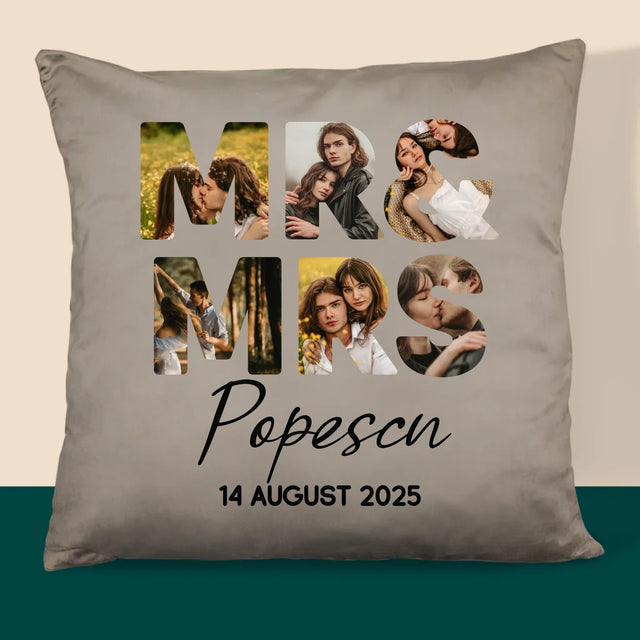 Cuvânt Din Fotografii: Mr&Mrs - Pernă (Cu Fotografie)