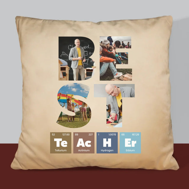 Cuvânt Din Fotografii: Best Teacher Elemente Chimice - Pernă (Cu Fotografie)