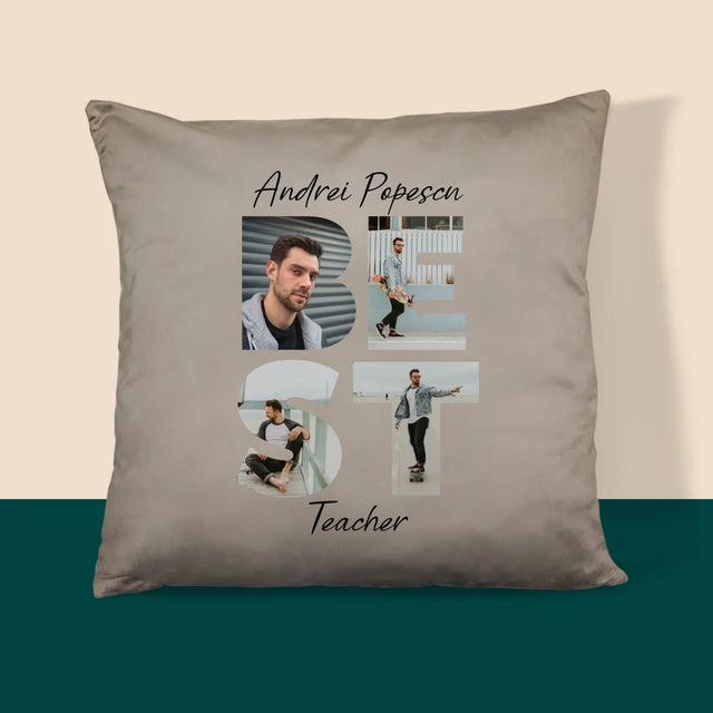 Cuvânt Din Fotografii: Best Teacher - Pernă (Cu Fotografie)