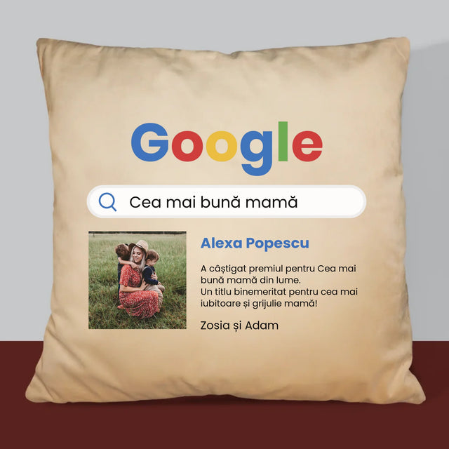 Fotografie Si Semnătură: Cea Mai Bună Mamă Rezultat Google - Pernă (Cu Fotografie)
