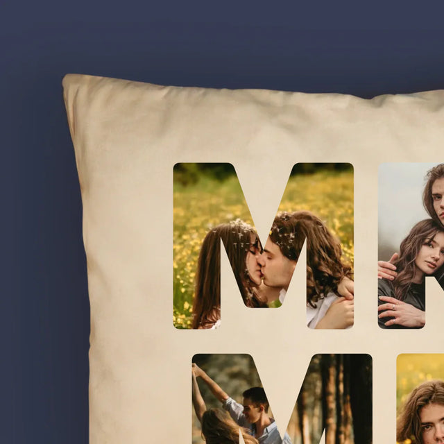 Cuvânt Din Fotografii: Mr&Mrs - Pernă (Cu Fotografie)