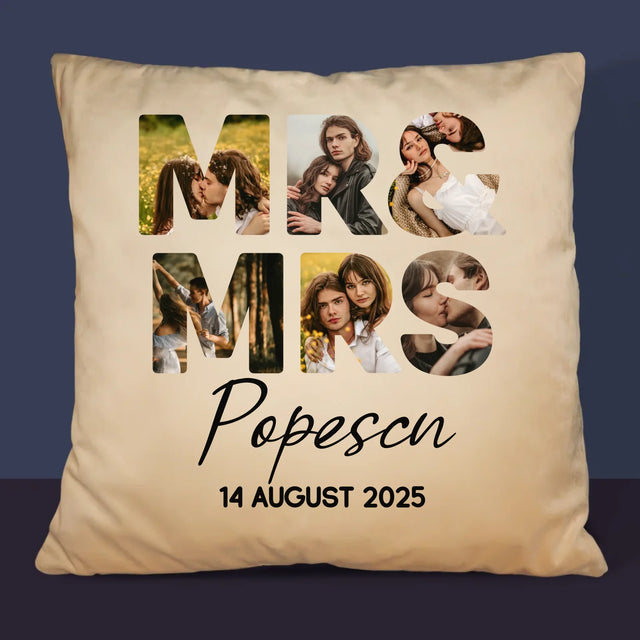 Cuvânt Din Fotografii: Mr&Mrs - Pernă (Cu Fotografie)