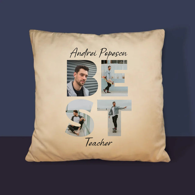 Cuvânt Din Fotografii: Best Teacher - Pernă (Cu Fotografie)