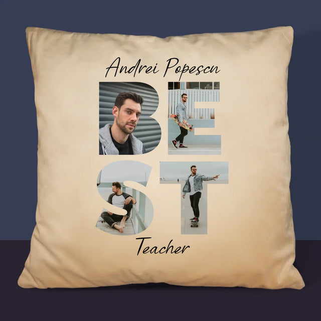 Cuvânt Din Fotografii: Best Teacher - Pernă (Cu Fotografie)