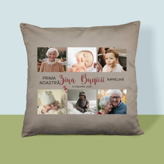 Colaj De Fotografii: Prima Zi A Bunicii - Pernă (Cu Fotografie)