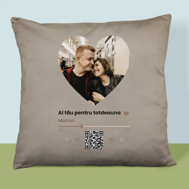Fotografie Si Semnătură: Cântecul Nostru Inimă Cod Qr - Pernă (Cu Fotografie)