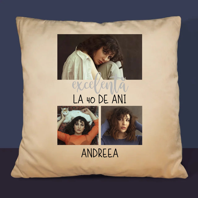 Colaj De Fotografii: Excelentă La 40 De Ani - Pernă (Cu Fotografie)