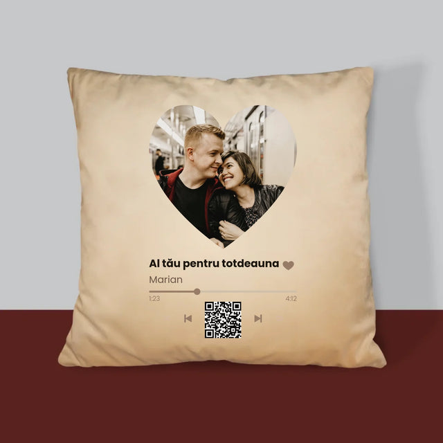 Fotografie Si Semnătură: Cântecul Nostru Inimă Cod Qr - Pernă (Cu Fotografie)