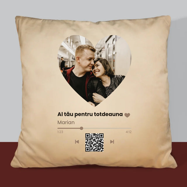Fotografie Si Semnătură: Cântecul Nostru Inimă Cod Qr - Pernă (Cu Fotografie)