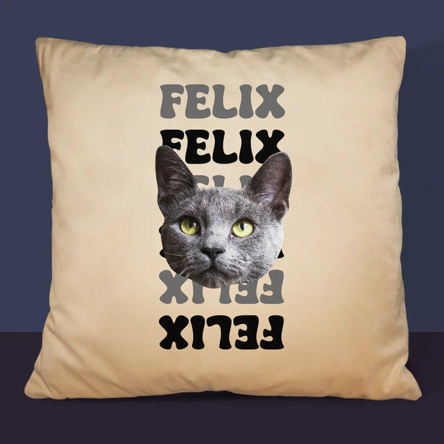 Personajul Tău: Fotografia Pisicului Cu Nume - Pernă (Cu Fotografie)