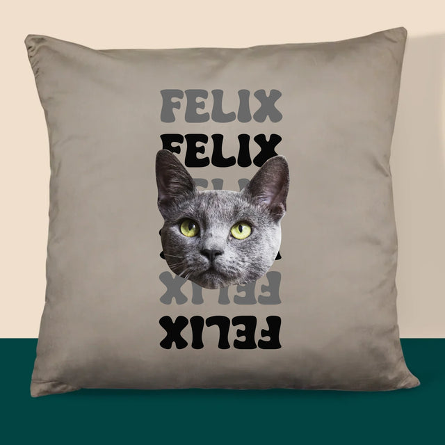 Personajul Tău: Fotografia Pisicului Cu Nume - Pernă (Cu Fotografie)