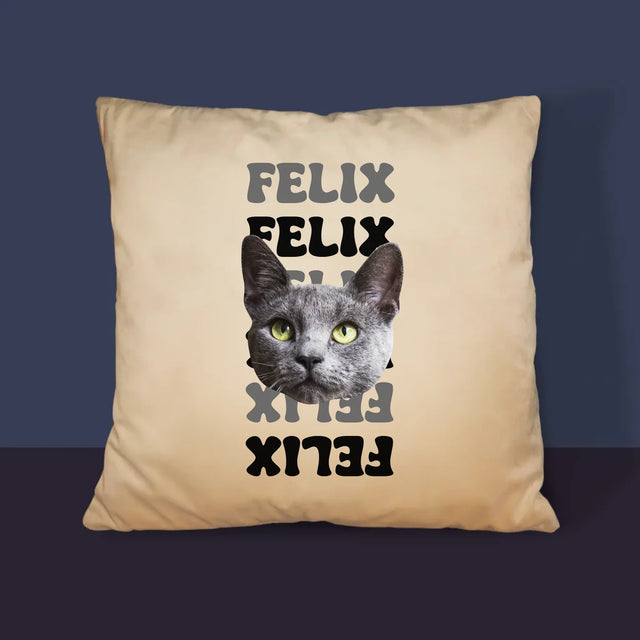 Personajul Tău: Fotografia Pisicului Cu Nume - Pernă (Cu Fotografie)