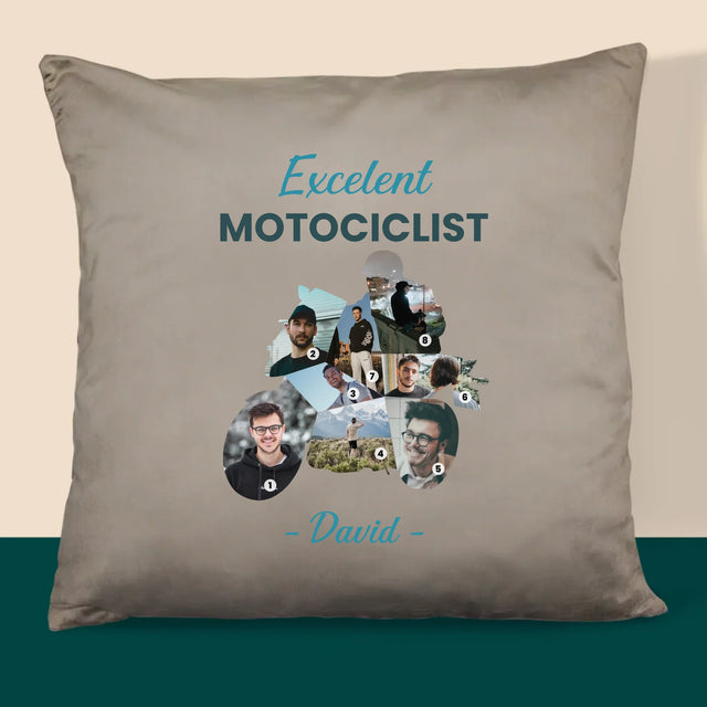 Formă Din Fotografii: Motociclist Excelent - Pernă (Cu Fotografie)