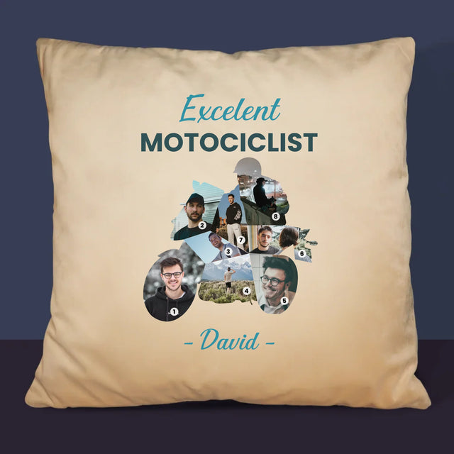 Formă Din Fotografii: Motociclist Excelent - Pernă (Cu Fotografie)