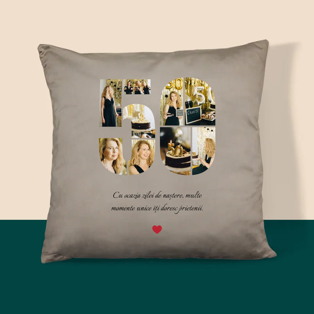 Formă Din Fotografii: A 50 Zi De Naștere - Pernă (Cu Fotografie)