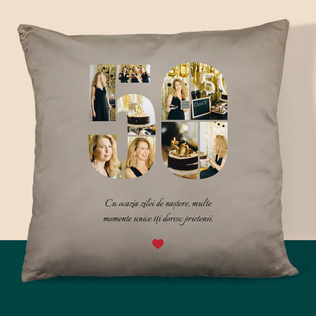 Formă Din Fotografii: A 50 Zi De Naștere - Pernă (Cu Fotografie)