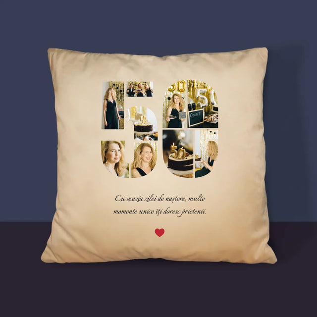 Formă Din Fotografii: A 50 Zi De Naștere - Pernă (Cu Fotografie)
