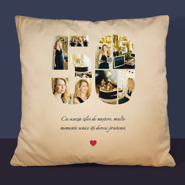 Formă Din Fotografii: A 50 Zi De Naștere - Pernă (Cu Fotografie)