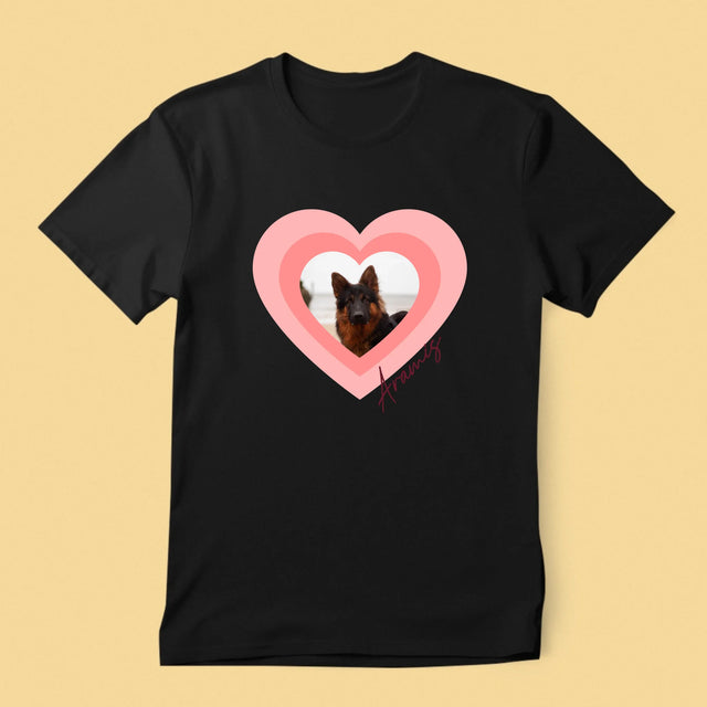 Fotografie Si Semnătură: Fotografia Cățelușului În Inimă - Tricou Pentru Bărbați