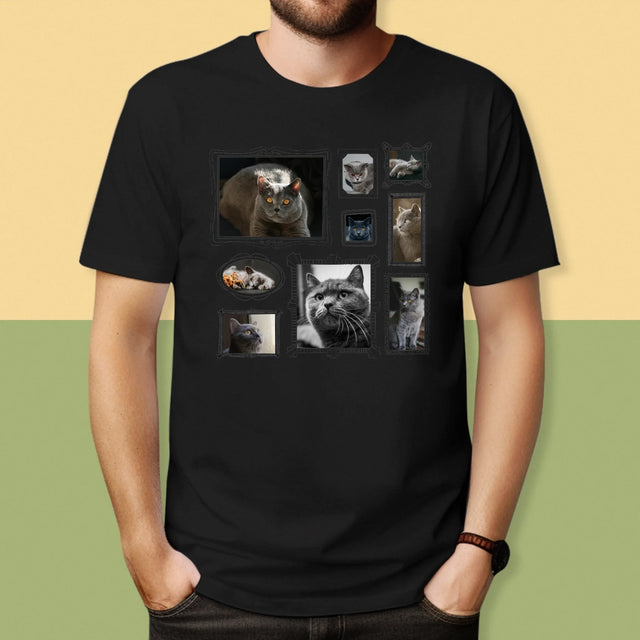 Colaj De Fotografii: Perete Galereia Cu Pisic - Tricou Pentru Bărbați