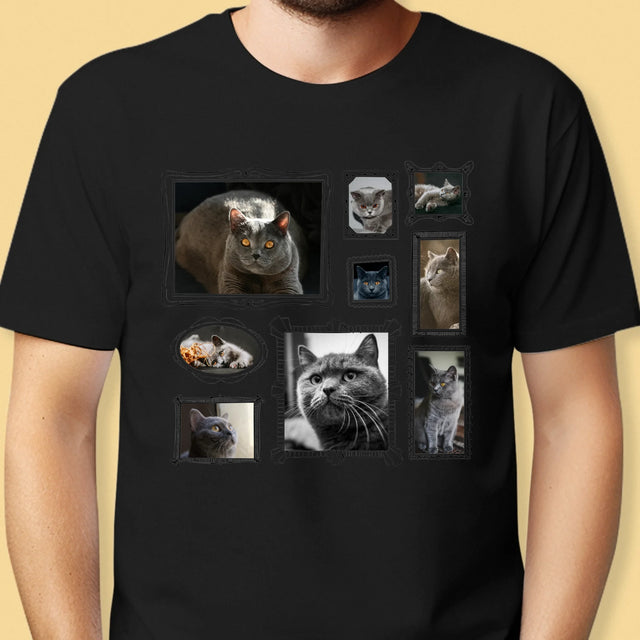 Colaj De Fotografii: Perete Galereia Cu Pisic - Tricou Pentru Bărbați