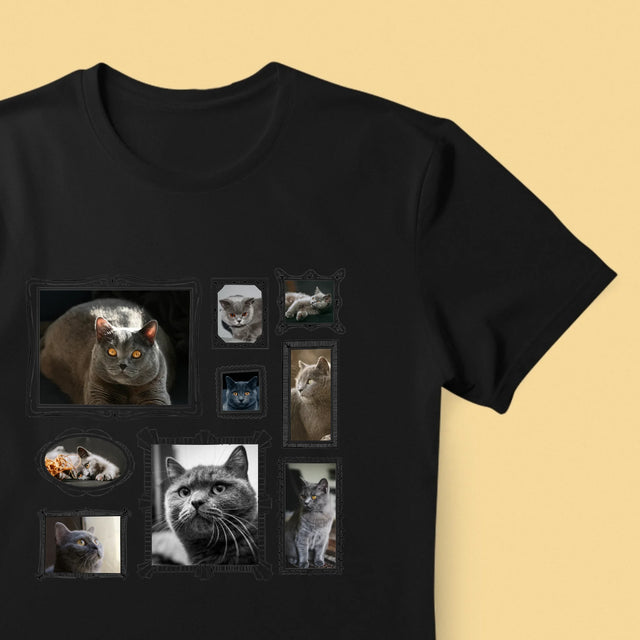 Colaj De Fotografii: Perete Galereia Cu Pisic - Tricou Pentru Bărbați